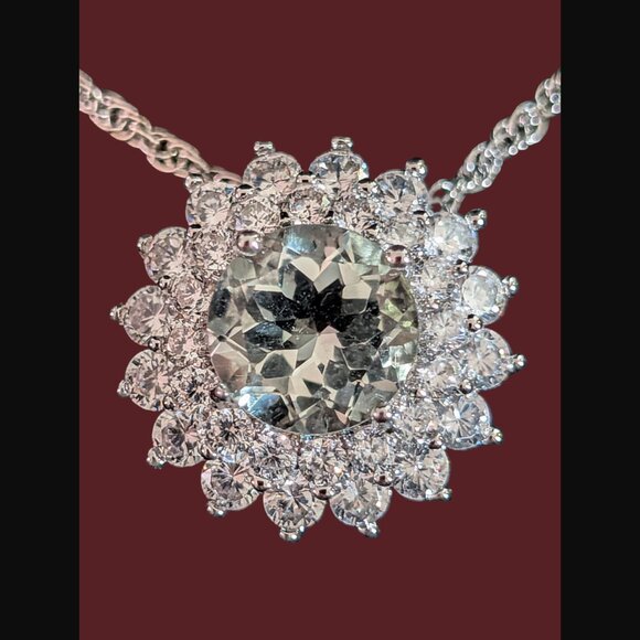 Gold Coast Platinum Plated CZ 8.2mm Flower Pendant 20.5" Chain New - Picture 1 of 7